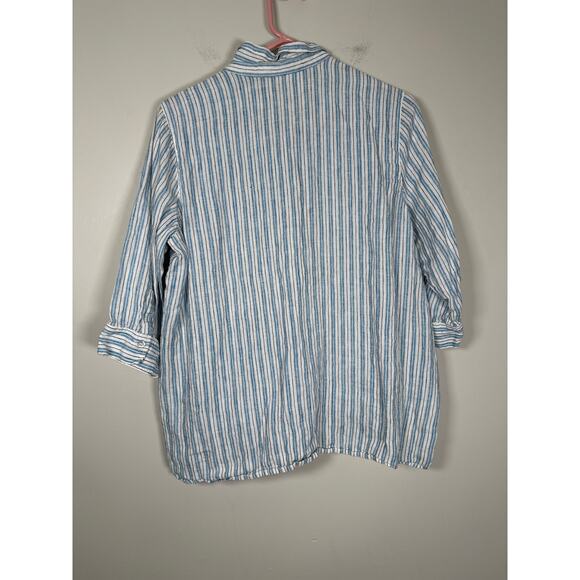 J Jill Perfect Linen Relaxed Tunic Popover Tahitian Teal Womens Size M Petite - Picture 6 of 9